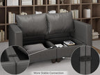 EASE MOOSE Faux Leather Modualr Sectional Couch with Storage,Gray Faux Leather Sectional Sofa Modular Couch