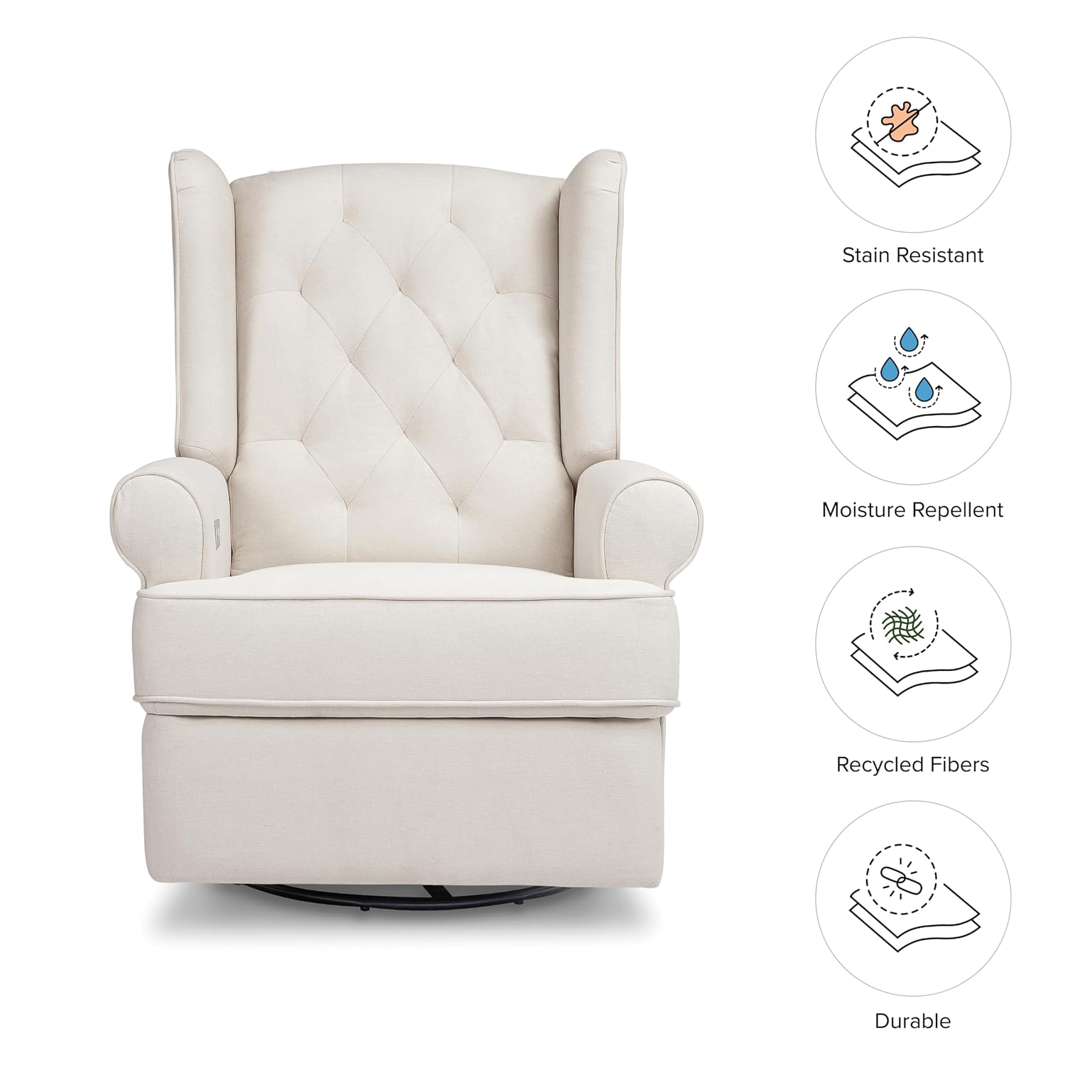Namesake Harbour Electronic Recliner and Swivel Glider with USB Port in Performance Cream Eco-Weave, Water Repellent & Stain Resistant, Greenguard Gold & CertiPUR-US Certified