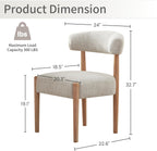 VKNOW Wooden Dining Chairs Set of 2 with Rubberwood Legs, Curved Backrest | Modern Upholstered Dining Chairs with Thickened Cushion, Soft Chenille Fabric, for Dining Room/Kitchen, Heathered Off-White