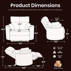 450lbs Oversized Power Recliner Chair, 52" Extra Wide Electric Chair for Big and Tall Adults, Chenille Fabric Single Sofa with USB & Type-C Ports, 2 Pillows, Cloud Comfort for Living Room