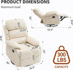 Adult 360° Rocking Recliner Chair，Nursery Rocker Reclining Chair with Side Pocket, a Comfy upholstered Single Sofa Armchair. Suitable for Living Room, Bedroom Nursing use, Velvet Fabric in Beige