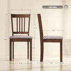 HOMCOM Dining Chairs Set of 2, Upholstered Kitchen Chairs with Rubberwood Frame, Padded Seat and Slat-Back for Living Room, Dining Room, Kitchen, Walnut