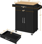 Yaheetech Kitchen Cart with Drawer, Kitchen Island on Wheels with Storage Rack & Cabinets, Microwave Cart for Kitchen with Storage, Rolling Coffee Cart Station, Black
