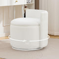 WUTUTUEE Large Velvet Vanity Chair with Storage, 360° Swivel Makeup Chair with Wave Back, No Assembly Small Accent Stool for Bedroom, Dressing, Living Room, White