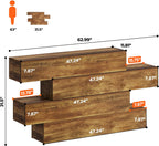 knoworld 63 Inch Farmhouse Console Table with 4 Tier Storage, Rustic Wooden Sofa Table Behind Couch, Unique Staggered Entryway Table for Living Room, Long Hallway Foyer Table, Walnut