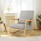 GOFLAME Nursery Rocking Chair Set of 2, Upholstered Rocker Glider Chair with Lumbar Pillow, High Backrest & Padded Seat Cushion, Accent Armchair with Rubber Wood Frame for Living Room, Bedroom, Grey
