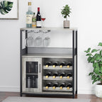 IDEALHOUSE Wine Cabinet with Large Storage Space and Detachable Rack, Small Sideboard and Buffet Cabinet with Mesh Door, Grey