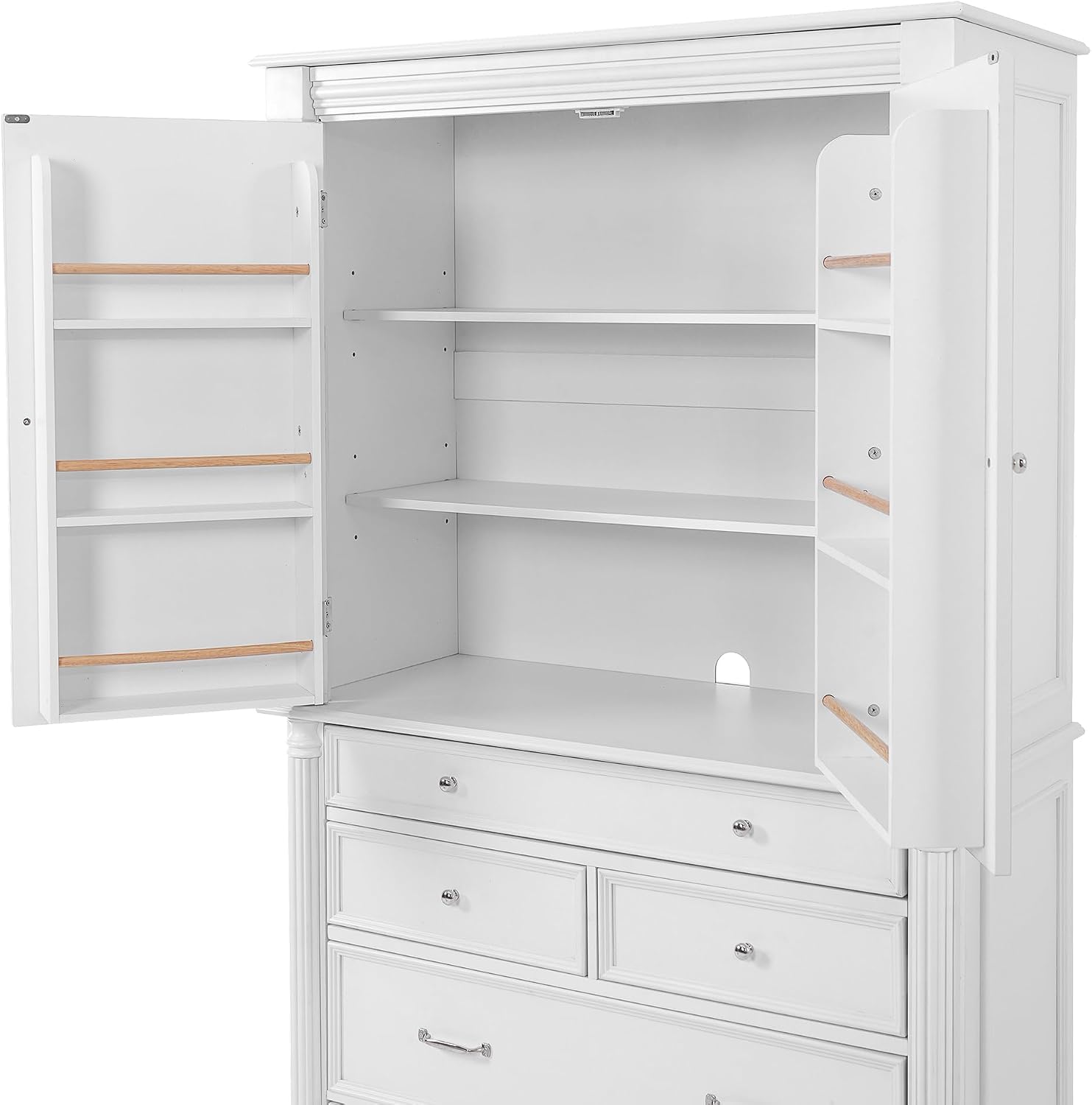 LUMISOL 77" Kitchen Pantry Cabinet with Storage, Storage Cabinet with 5 Drawers and 6 Door Shelves,Pantry Cabinet with Microwave Shelf and Adjustable Shelf, Freestanding Cupboard for Kitchen, White