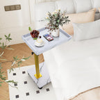XNSDXV C Table End Table Adjustable Height, 360°Swivel TV Tray Table for Small Spaces, Couch Tables that Slide Under, C Shaped Side Tables Living Room and Bedroom for Sofa, Bed,Chair, Snack