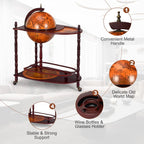 Goplus Globe Bar, 34.5” Globe Bar Liquor Cabinet with Wheels, Bottom Shelf, Old World Map, 16th Century Italian Replica Bar Globe, Retro Wine Stand, Globe Bar Cart for Dining Room Living Room Home