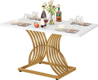 YITAHOME Dining Room Table 47 Inch Rectangle Dining Table for 4 Modern Kitchen Table White Dinner Table with Gold Leg for Home Dining Room Kitchen Apartment Restaurant, White and Gold
