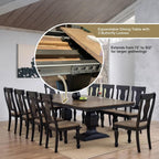 Kings Brand Furniture Alleyton 11-Piece Dining Table Set for 10, Extendable Kitchen & Dining Room Set with 2 Butterfly Leaves & 10 Chairs, Charcoal & Oak Finish