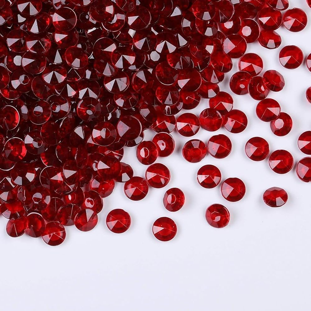1000pcs/ Pack Wedding Table Acrylic Diamond Scatter Crystals Confetti Acrylic Gems Vase Fillers Rhinestones for Wedding, Bridal Shower, Vase Beads Decorations (10mm, Burgundy)