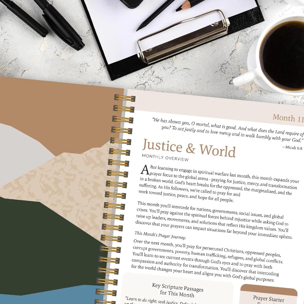 Spiral Bible™ A Year in Prayer | 12 Monthly Themes, Undated 5-Day Format, Guided Prayer Book with Scripture | Reflection Journal for Adults & Teens | 7in x 9in Hardcover Notebook, Mountains