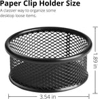FUCDTEFC Paper Clip Holder, Paperclip Holders for Desk, Mesh Paper Clip Holder for Desk Binder Wire Mesh Bowls, Paper Clip Dispenser Organizer for Holding Small Parts Office Accessories Black 4 Pack
