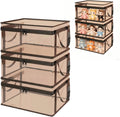 SakerPlus Large Clear Plastic Storage Box with Hinged Lid, Foldable Closet Organizer Bin with Handles, Thick PVC Storage Container for Clothes, Blankets, Bedding, Dorm (3PCS,Black,Large(30in))