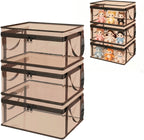 SakerPlus Large Clear Plastic Storage Box with Hinged Lid, Foldable Closet Organizer Bin with Handles, Thick PVC Storage Container for Clothes, Blankets, Bedding, Dorm (3PCS,Black,Large(30in))