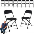 Heavy Duty Folding Chair, Metal Frame Portable Stackable Chair for Party, Conference, Wedding, Banquet and Event Use – Easy to Store and Transport (10, Black Leather)