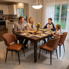 Dining Chairs Set of 4, Modern Armless Faux Leather Kitchen Chairs with Curved Back, Easy to Assemble & Clean for Dining Rooms, Cafes, Restaurants, and Small Spaces, Brown