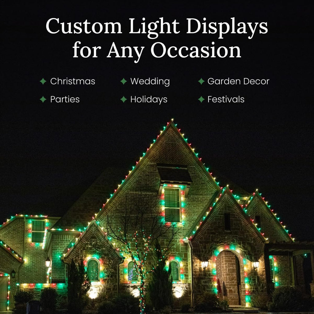 Pro Christmas C9 Light Cord - 250 ft Spool, 500 Bulb Sockets, 6” Spacing, Green Wire - Outdoor Strand for Holiday Decor, Home and Roofline, Foliage (Plugs not Included)