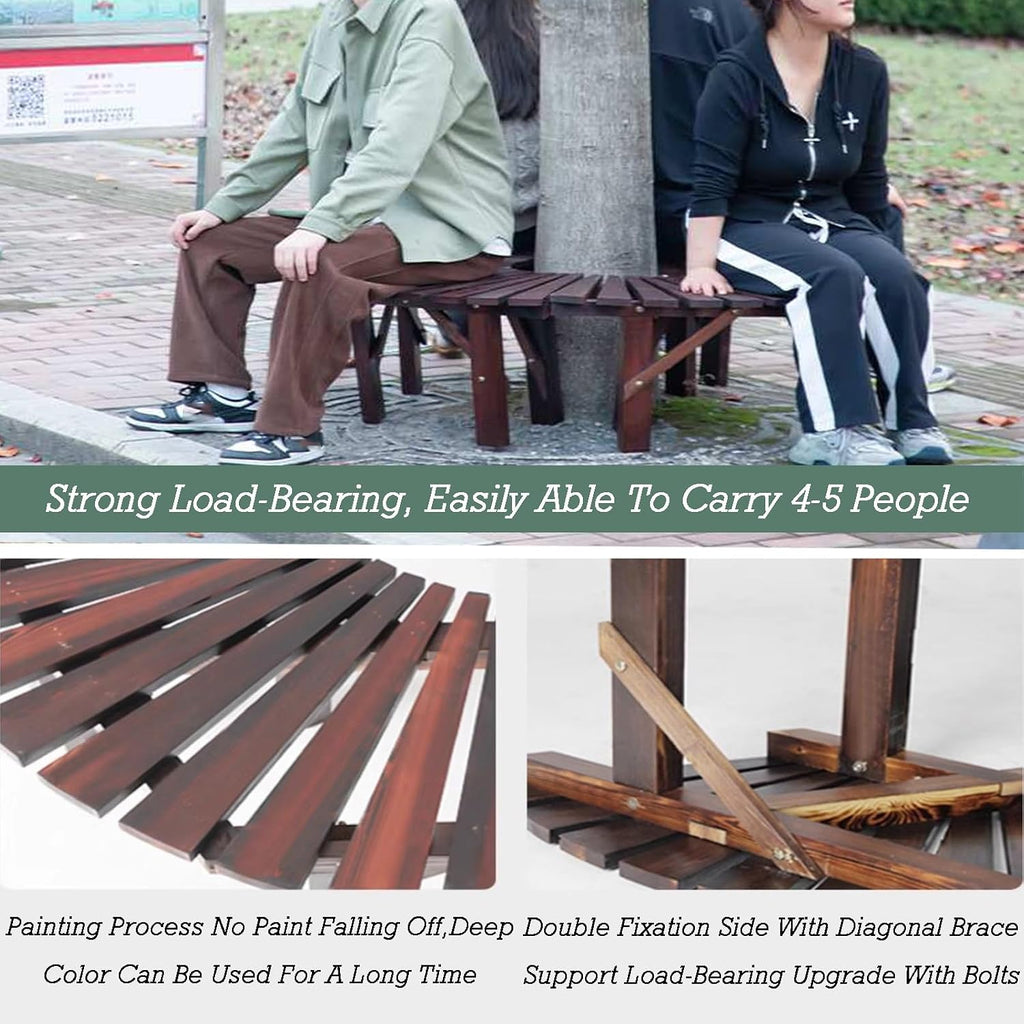 Tree Bench Wrap Around,Wooden Curved Bench Weatherproof Outdoor Benches,for Garden Patio Deck Lawn Yard(Color1)