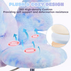 HOMREST Chair with Wheels,Cute Fluffy Desk Chair for Girls with Butterfly Back,Adjustable Seat Height, Faux Fur Swivel Vanity Chairs for Children Bedroom & Reading Room, Study/Vanity,Colorful Blue