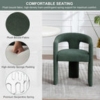 KIVENJAJA Barrel Dining Room Chairs Set of 6, Green Modern Boucle Kitchen Chairs with Round Back & Arm, Comfy Sherpa Upholstered Accent Armchair for Living Room Recption Office Vanity