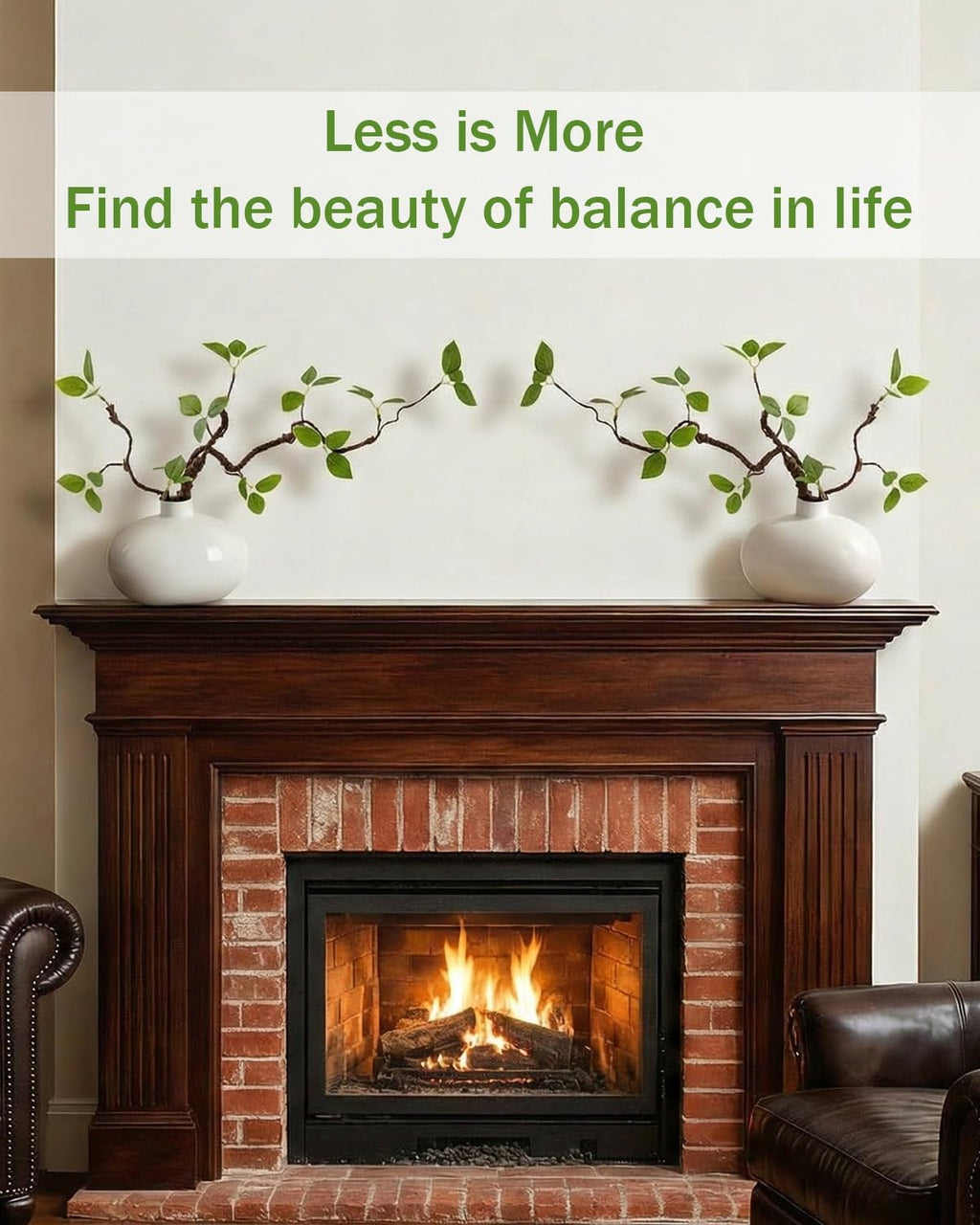 Vase with Greenery, 1 pcs Artificial Greenery Stems in White Vase, 20" Fake Plants for Decoration, Bathroom Office Farmhouse Kitchen Counter Coffee Table Centerpieces Plants Artificial-White
