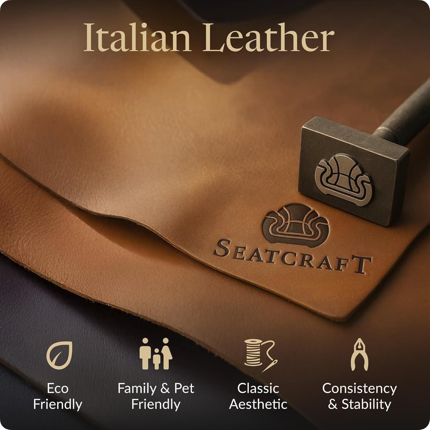 Seatcraft Diamante Black/Tan Oak Italian Leather Home Theater Seating, Zero Gravity Power Recliner, Gaming and Home Office Chair, Powered Headrest Furniture for Cinema Room, Row of 5 Middle Sofa