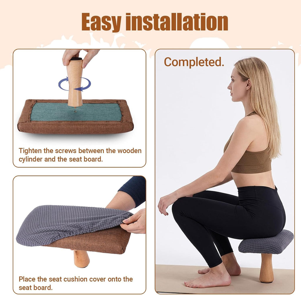 Meditation Bench - Yoga Bench,Wooden Zen Meditation Stool Kneeling Bench for Mindfulness Practice Tea Ceremony and Relaxation Ergonomic Design for Comfort and Support Househol (Blue)