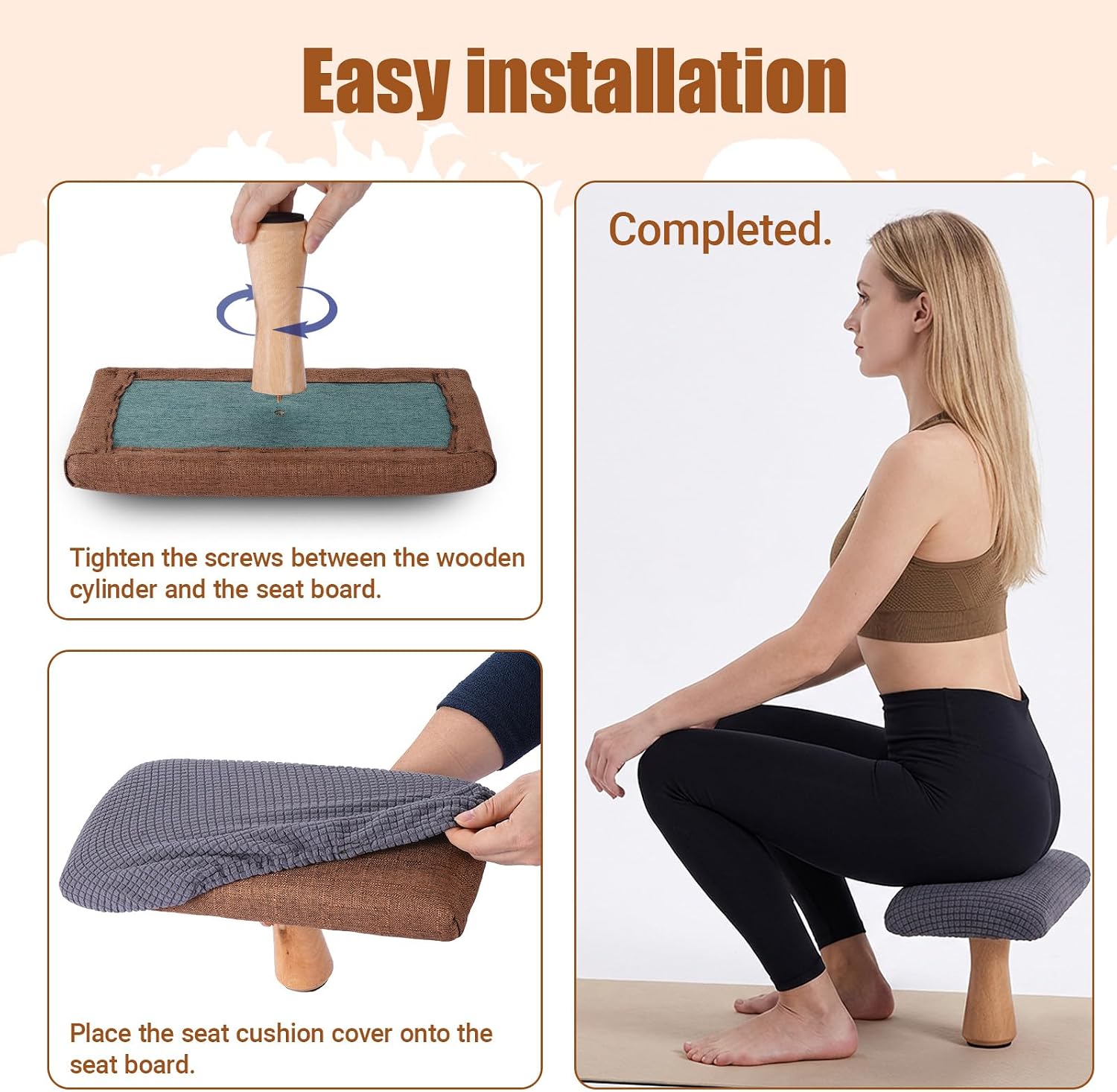 Meditation Bench - Yoga Bench,Wooden Zen Meditation Stool Kneeling Bench for Mindfulness Practice Tea Ceremony and Relaxation Ergonomic Design for Comfort and Support Househol (Blue)