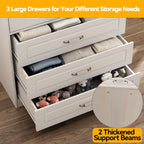 FJTJBSI Armoire Wardrobe Closet with 3 Drawers and LED Light 72" Wooden Bedroom Armoire with 2 Doors and Retro Ceramic Door Handles Modern Wardrobe Cabinet with Removable Hanging Rod White