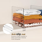 Purse Organizer for Closet Shelf Dividers: 8-Pack Adjustable Clear Acrylic Bag Storage Organizer for Handbags, Sweaters, Towels, Jeans and Shoes on Wood Shelves