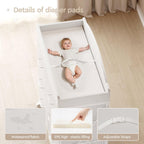 Yetom Baby Changing Table Dresser with Wheels, 6-Fabric Drawer Baby Dresser with Changing Table Top, Waterproof Diaper Changing Station & Pad, Mobile Storage Unit, Compact Baby Furniture, White