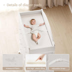 Yetom Baby Changing Table Dresser with Wheels, 6-Fabric Drawer Baby Dresser with Changing Table Top, Waterproof Diaper Changing Station & Pad, Mobile Storage Unit, Compact Baby Furniture, White