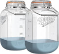 [NEW] 2 Pack Square 1.5 Gallon Glass Jar with Hinged Airtight Lid, Large Mason Jars Wide Mouth with Handle, Glass Storage Containers with Non-slip Base for Pantry, Laundry Room, Flour, Rice, Dog Treat