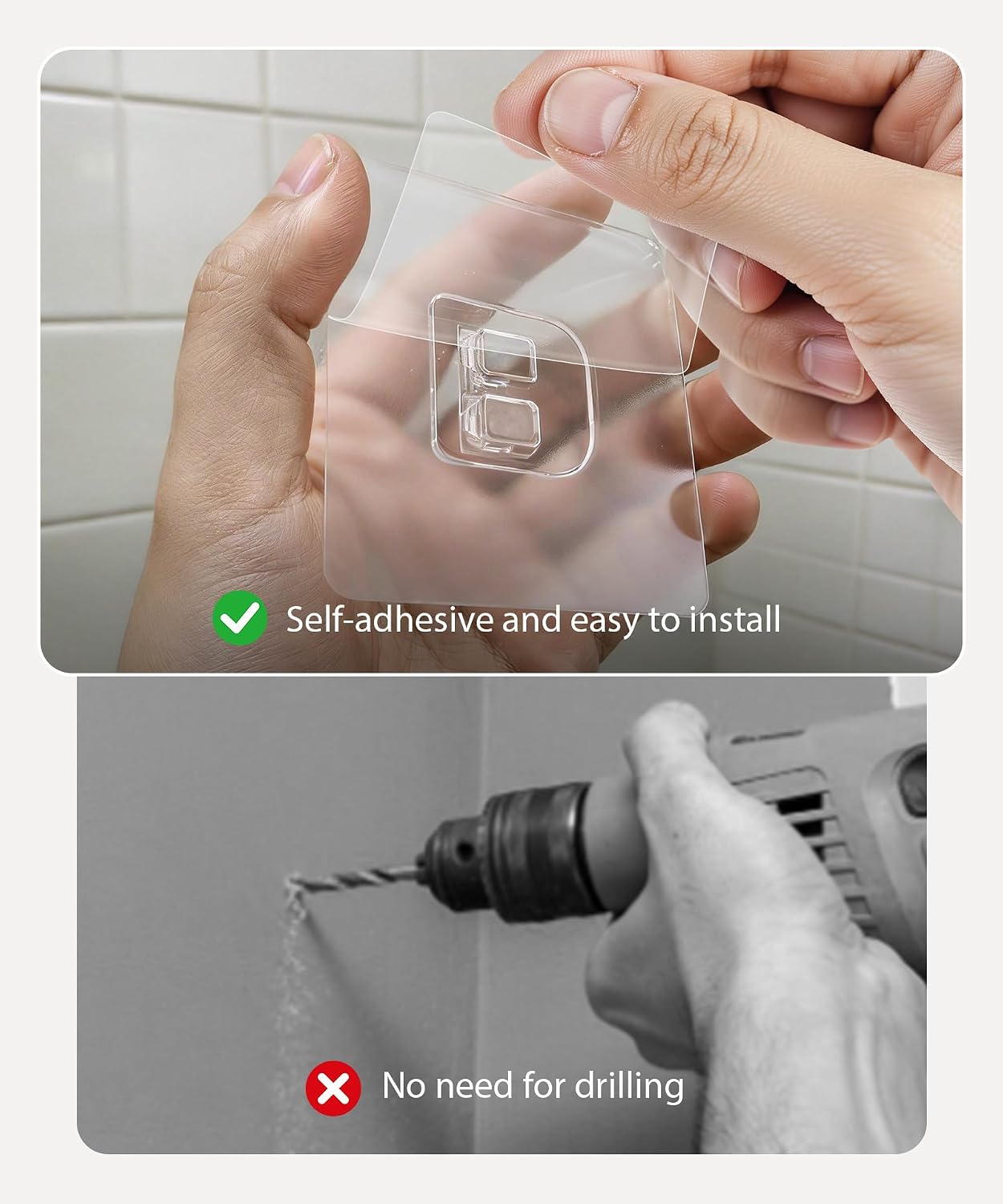 MaraFansie Transparent Adhesive Wall Hooks, Seamless Adhesive Hooks Sticker for Smooth Surface Bathroom/Office/Kitchen (4, Single Hook)