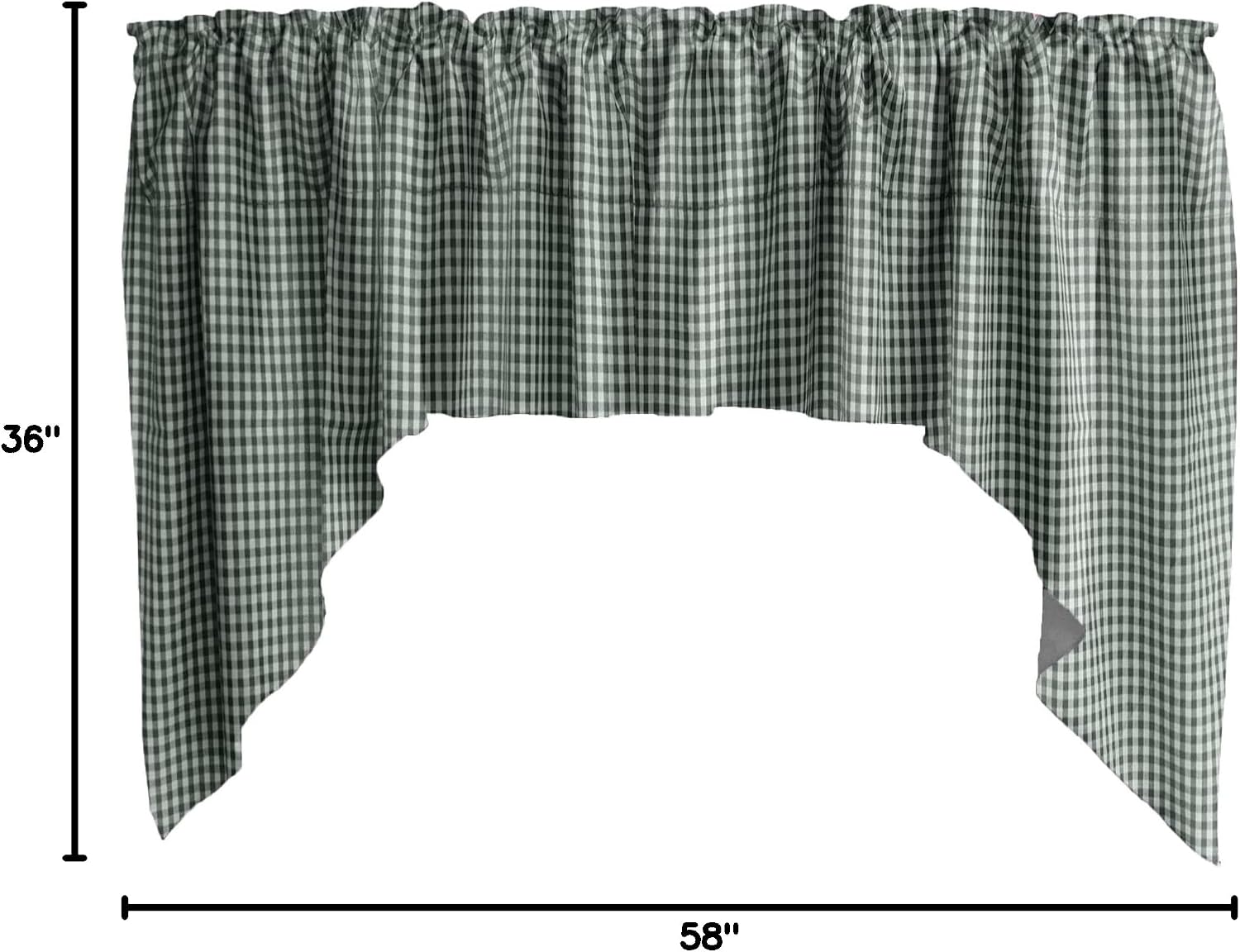 Zen Creative Designs Cotton 1/8inch Gingham Checkered Print Swag Cotton Window Valance Home Décor Bedroom Nursery Kitchen Window (Hunter Green)