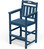 Outdoor Patio Bar Height Chair, All-Weather HDPE Tall Balcony Adirondack Stools for Bistro, Garden, Backyard, Deck | Navy Blue