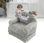 Cartoon Animal Kids Folding Sofa, Foldable Baby Sofa, Portable Toddler Folding Couch for Reading Watching TV Relaxing, Soft Fabric and Sponge Cushion, Indoor Outdoor Use (Folding in quarters)