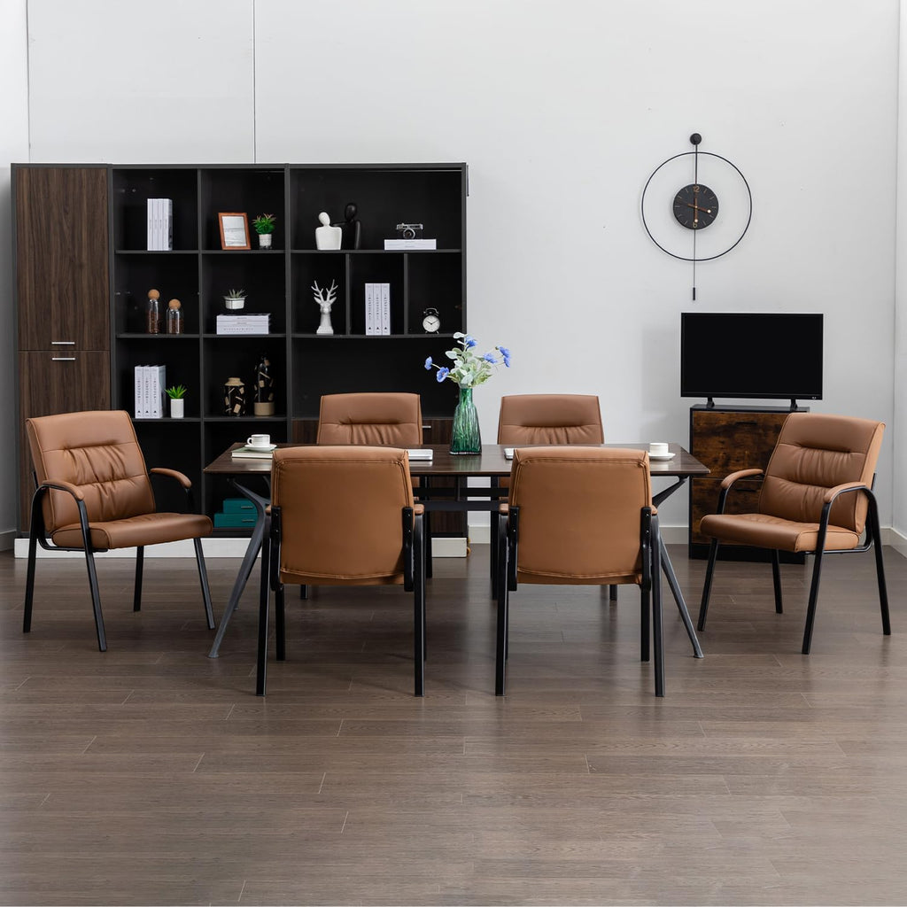 Office Guest Reception Chair Set of 2, Conference Room Chairs Waiting Room Chairs 2 Pack, Modern Leather Office Desk Chair No Wheels.