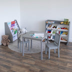 Humble Crew Kids Table and Chair Set, Toddler Activity Table with 2 Chairs for Play, Crafts, Snacks & Learning, Wooden Kids Furniture for Playroom & Bedroom, Grey
