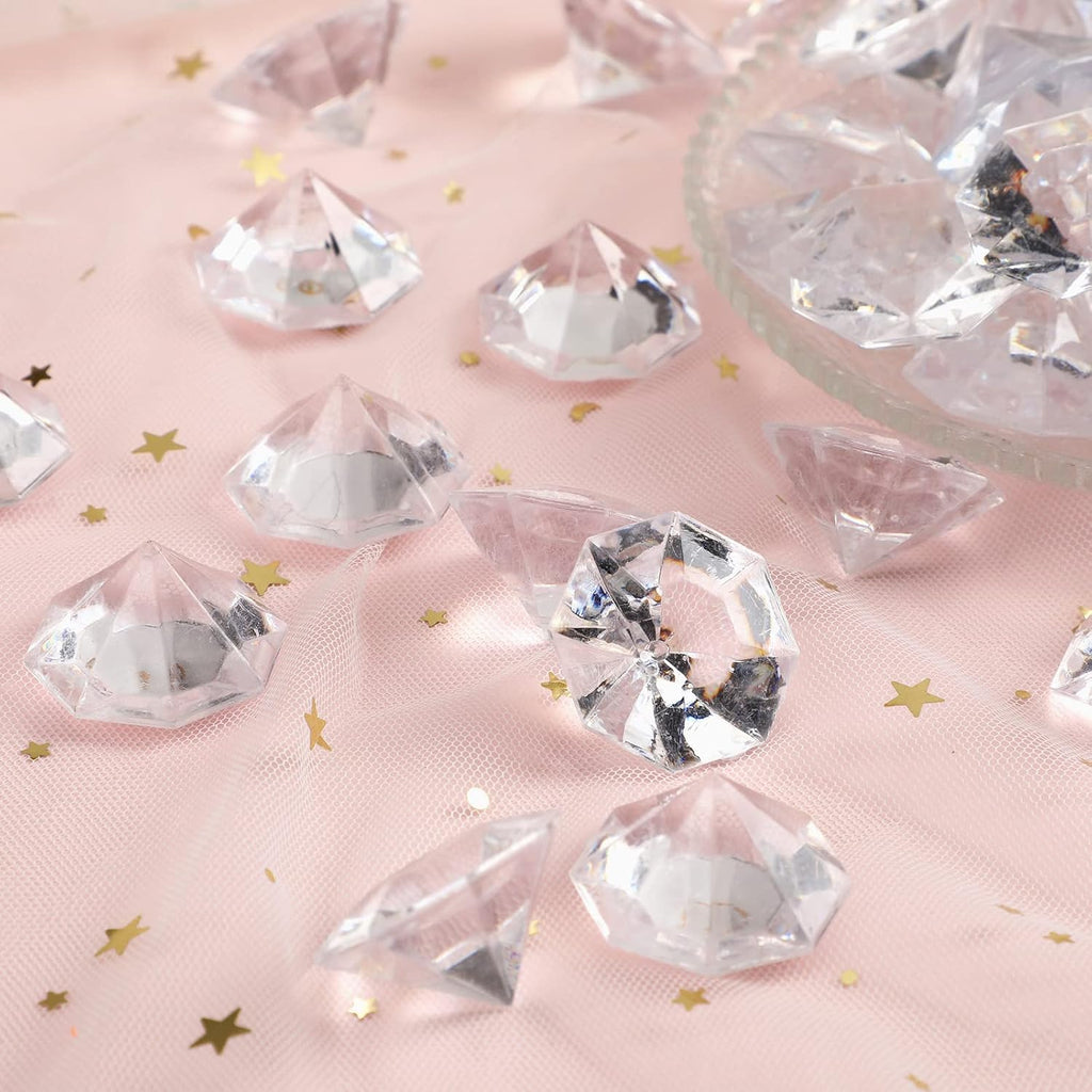 2 Pounds of 25 Carat Clear Acrylic Diamonds - Big Diamonds for Table Centerpiece Decorations, Wedding Decorations, Bridal Shower Decorations
