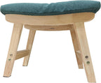 Solid Wood Footstool, Padded Shoe Bench with Fabric Cushion, Modern Upholstered Entryway Stool for Living Room, Bedroom & Dressing Room, Green & Natural Wood