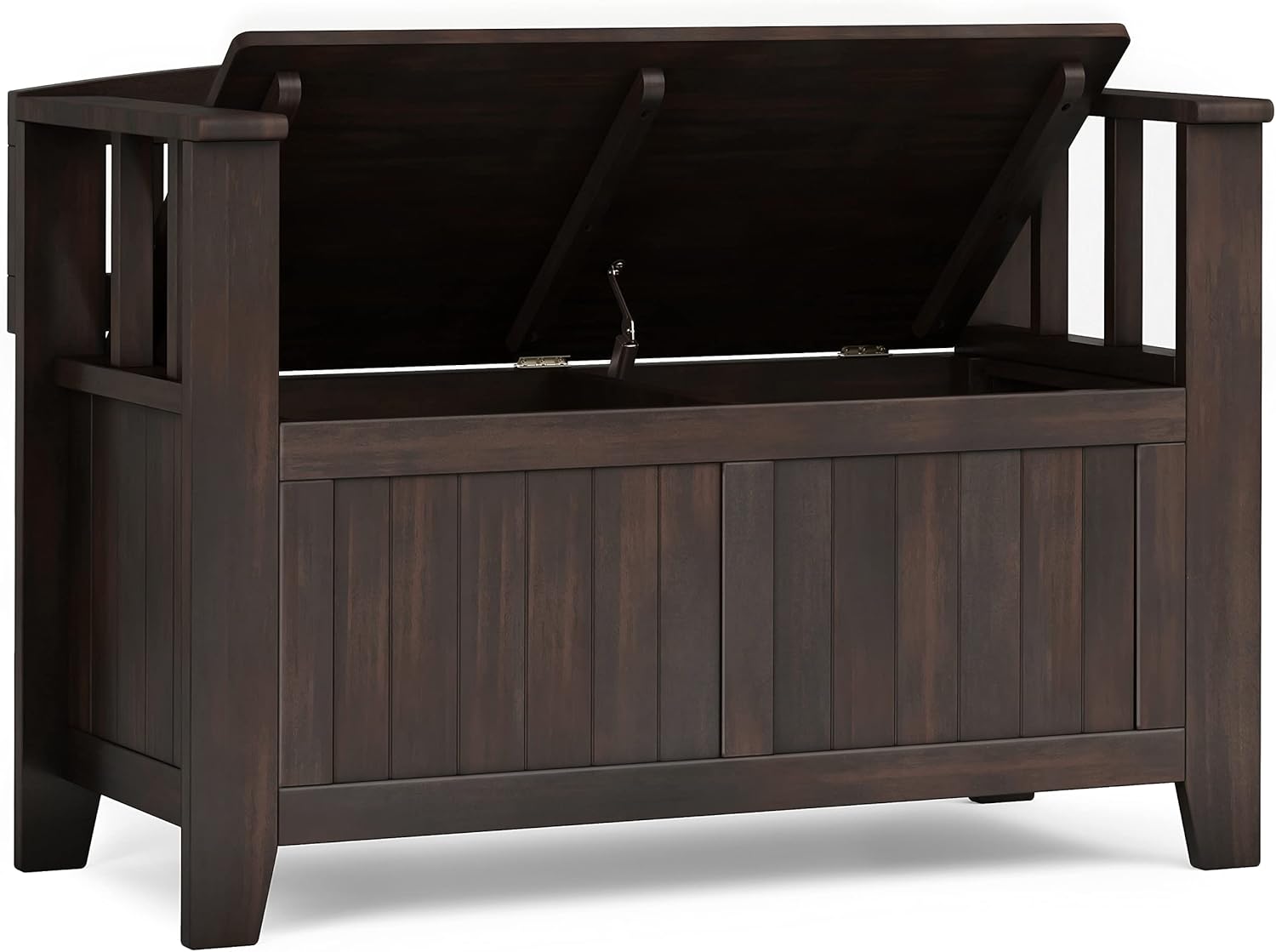 SIMPLIHOME Acadian Solid Wood 36 inch Wide Small Storage Bench and 31.5 inch Wide Shoe Storage Cabinet in Brunette Brown for the Living Room, Entryway, and Family Room, Transitional Style