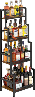 Hayexiha 4-Tier Stepped Freestanding Wine Rack, Large Capacity Liquor Cabinet with Anti-Fall Guardrails and Rounded Corners, Bottle Display Shelf & Mini Bar for Living Room, Home Bar, Kitchen Corner