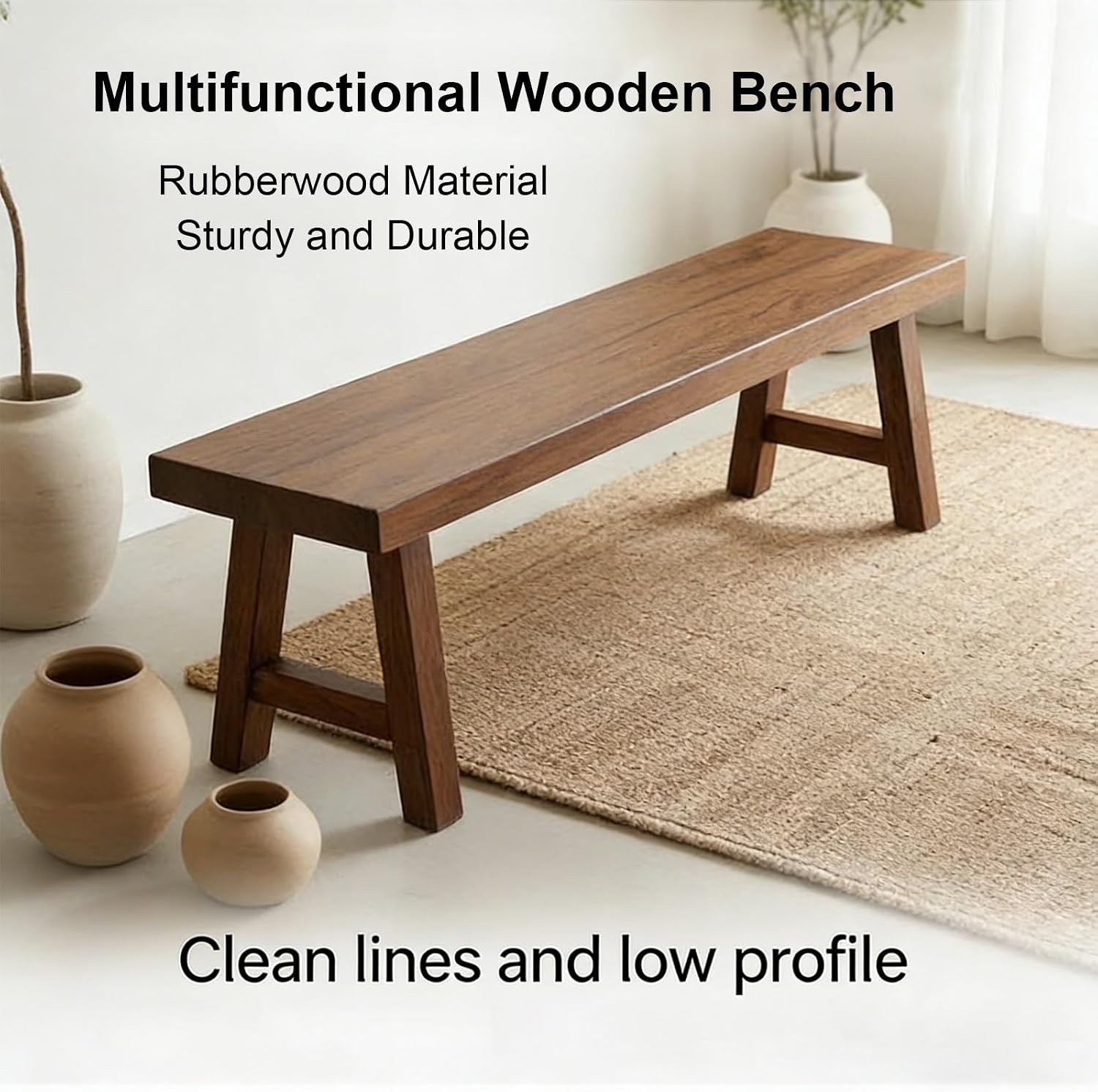 Outdoor Wood Porch Bench Weatherproof, 18in High, Suitable for Patios, Bedrooms, and Dining Rooms, with a Load Capacity 880 Lbs(120x45x30cm/47x18x12in)
