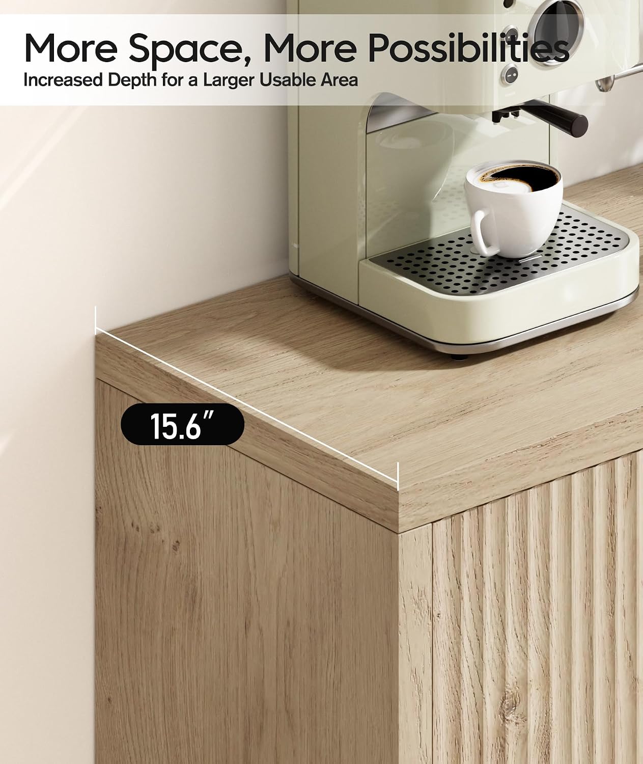Fluted Sideboard Buffet Cabinet with Storage, Sideboard Cabinet with 2 Doors