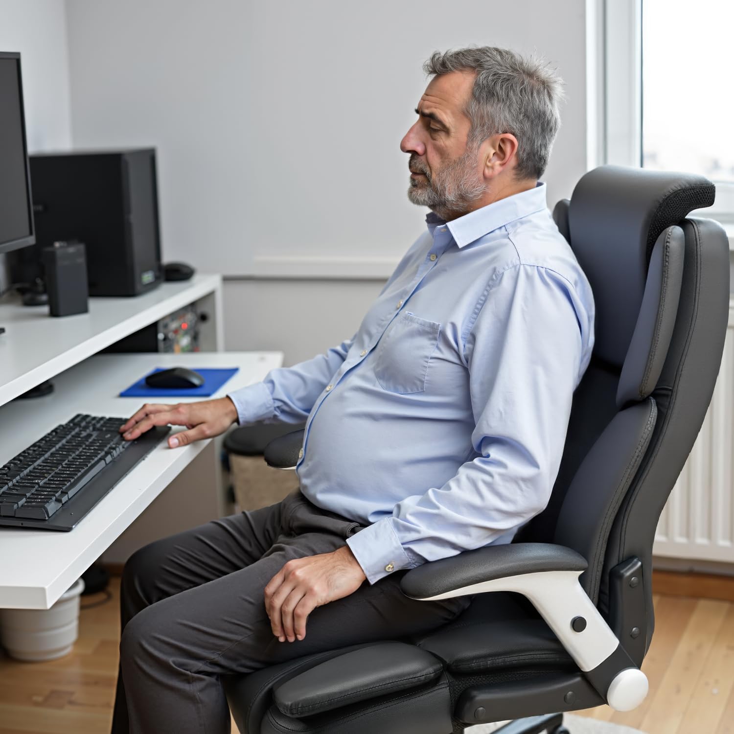 600lbs Big and Tall Office Chair, Heavy Duty Executive Desk Chair for Heavy People, Extra Wide PU Leather Computer Chair with 4" Adjustable Headrest & Air Lumbar Support