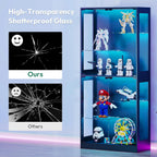 Lamtor 69-inch Glass Display Cabinet – Curio Cabinet with RGB LED Lights, Adjustable Shelves & Anti-Tip Design for Collectibles, Figures, Living Room | Black